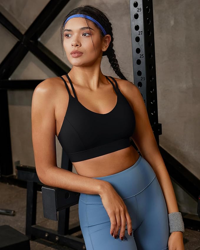 RUNNING GIRL Sports Bras for Women,Strappy Crisscross Back Padded Low Impact Running Sports Bra with Removable Cups