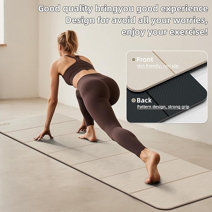 Foldable Yoga Mat Extra Thick 0.32 Inches-SGS Certified POE Material Exercise Mat, Non-Slip Design Fitness Mats, Multi-Purpose Workout Mats For Studio or Home Use