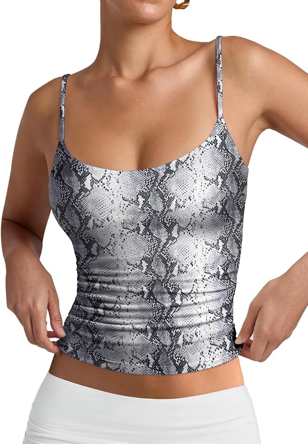 PINKMSTYLE Women's Basic Double Lined Scoop Neck Tank Tops Adjustable Cami Tank Summer Sleeveless Tops