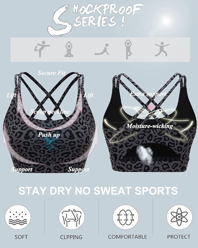 RUNNING GIRL Sports Bras for Women,Padded Sports Bra Tank Top Sexy Crisscross Back High Impact Longline Workout Yoga Bra