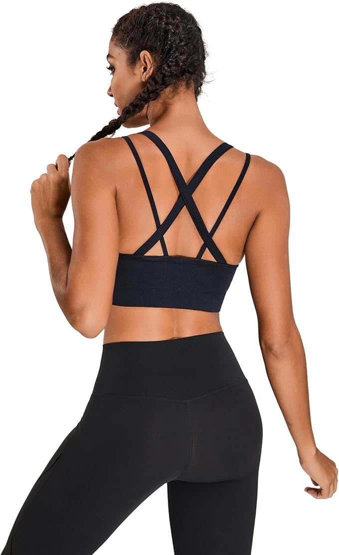 Sports Bras for Women HIigh Support, Criss-Cross Back Padded Strappy High Impact Sports Bras for Women Large Bust