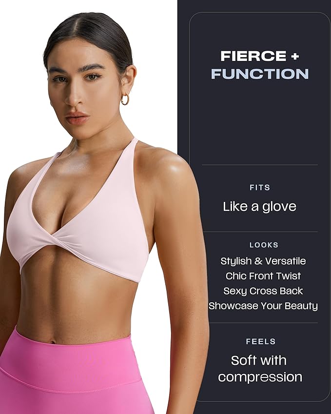 Aoxjox Women's Workout Sports Bras Fitness Metamorph Sienna Twist Bra Yoga Crop Tank