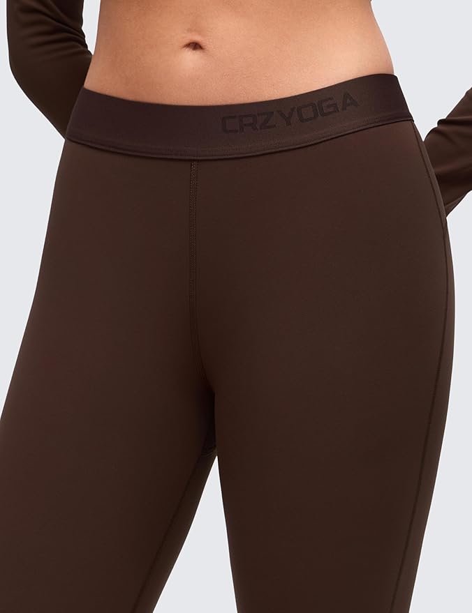 CRZ YOGA Softembrace Fleece Lined Thermal Underwear Set for Women - Soft Casual Base Layer Long Johns Warm Pajamas Top Bottom