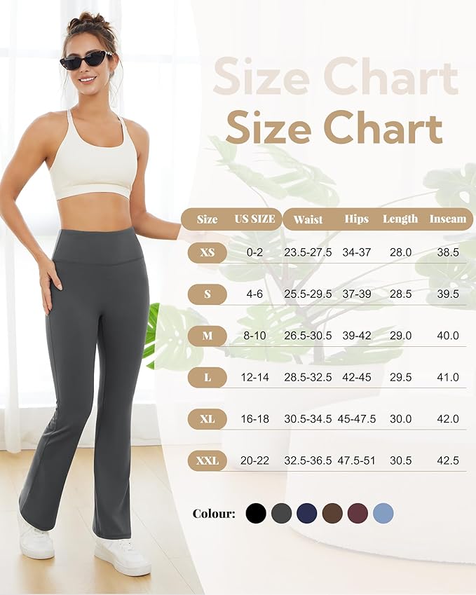 Yoga Pants for Women High Waisted Flare Leggings Bell Bottom Leggings Front Seamless Flared Workout Pants Tummy Control