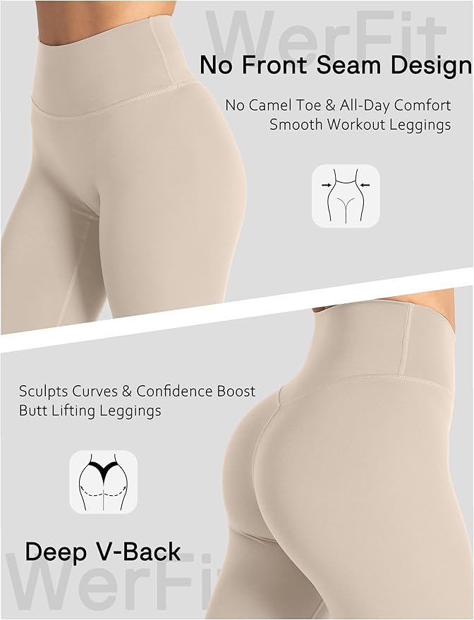 Unthewe Naked-Feel No Front Seam Leggings for Women - High Waisted Buttery Soft Workout Yoga Pants 25"