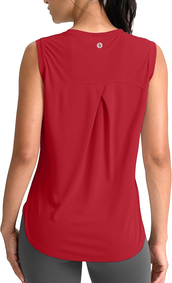 SANTINY Women's Sleeveless Workout Tops Breathable Lightweight Active Tennis Yoga Shirts Athletic Running Tank Tops for Women