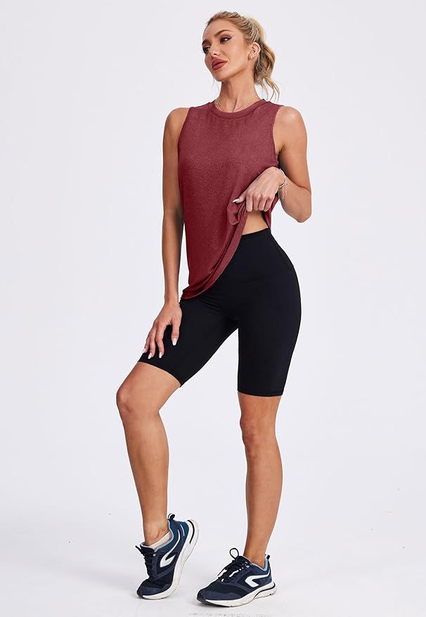 Womens Workout Tank Tops Lightweight Sleeveless Shirts for Women Loose Fit Tops for Athletic Running Tennis Yoga