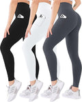 Blisset 3 Pack High Waisted Leggings for Women with Pockets Soft Active Tummy Control Pants for Yoga Running & Daily Wear