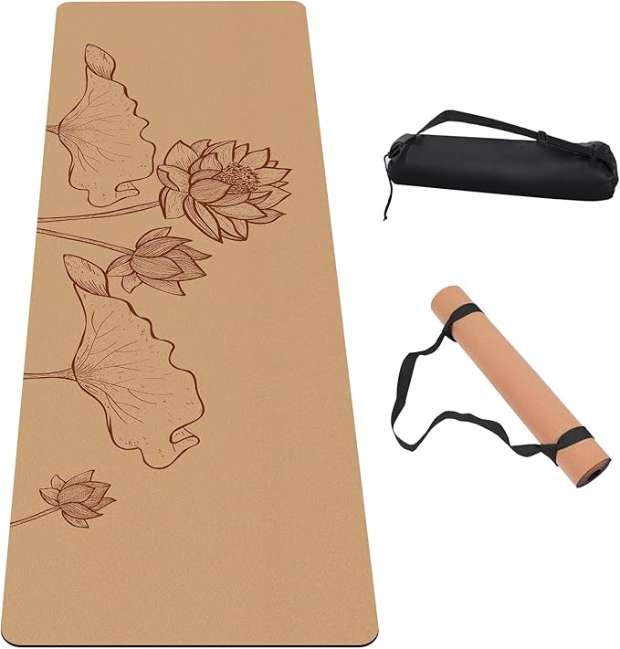 Premium Cork Yoga Mat Non Slip Thick Cork Exercise & Fitness Mat for Yoga, Pilates, & Home Workouts(72" x 24" x 5mm Thick)