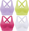 Evercute Sports Bras for Women Padded Medium Support Criss Cross Strappy Bra Seamless High Impact Yoga Exercise Athletic Bras
