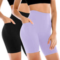Leafigure 2 Pack Womens Biker Shorts with Pockets, High Waisted Yoga Shorts for Women Running Gym and Workout