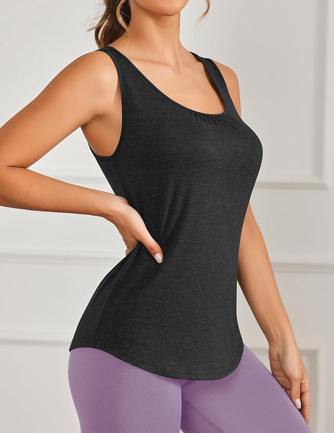 PINSPARK Workout Tops for Women Racerback Tank Tops Sleeveless Athletic Running Shirts Lightweight Yoga Gym Tank,2 Pack S-3XL