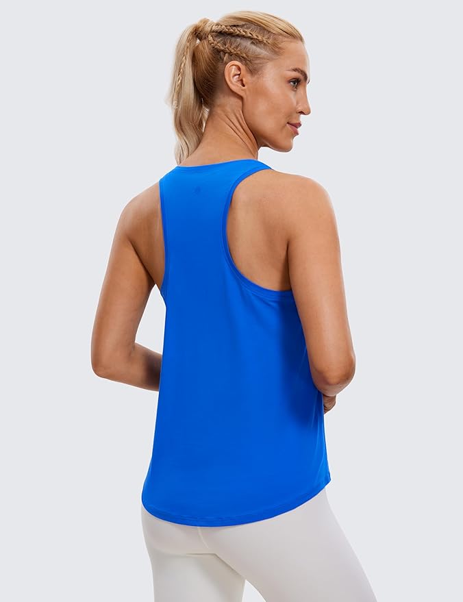 CRZ YOGA Pima Cotton Racerback Tank Tops for Women - Workout Athletic Casual Soft Scoop Neck Sleeveless Shirts