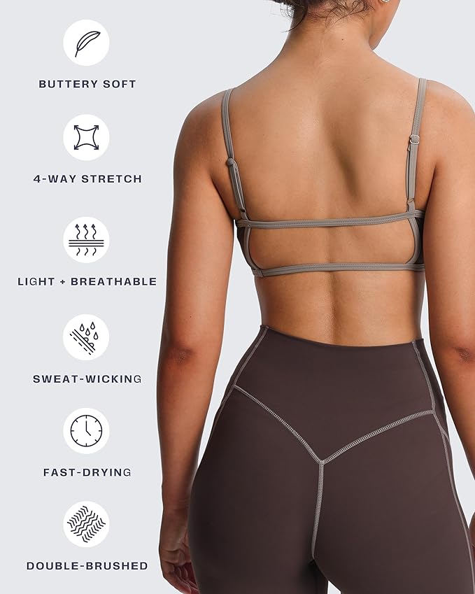 Aoxjox Women's Color Block Workout Sports Bras Fitness Lexi Lined Strappy Bra Athletic Yoga Crop Tank
