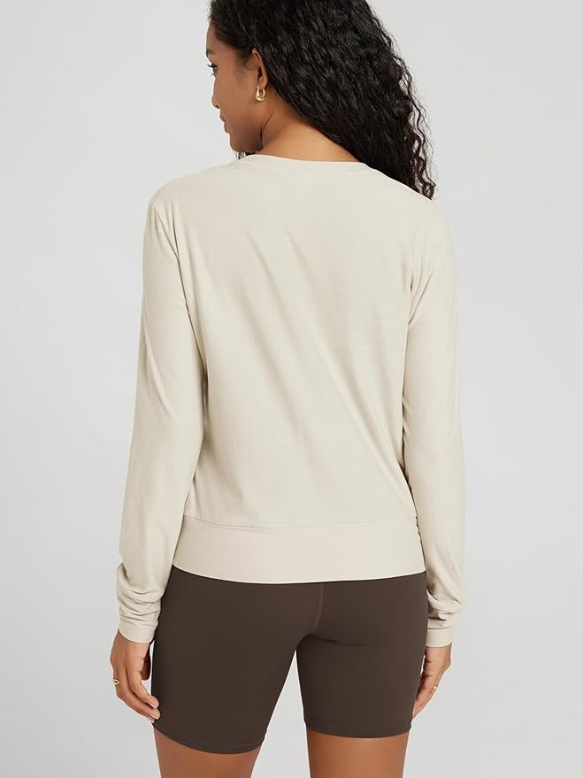 ODODOS Women's Long Sleeve Crewneck Tee - Ultra-Soft odSTRATUM Tech Performance T-Shirts UPF 50+ Daily Pullover Tops