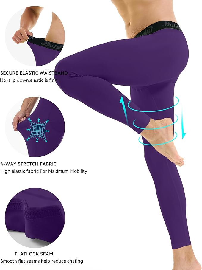 Runhit Men’s Compression Pants Running Tights Workout Leggings Athletic Base Layer Pants for Sports Yoga Basketball