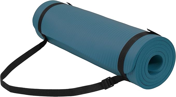 Fitvids Yoga Mat, 1/2-Inch Extra Thick High Density Exercise Mat, Anti-Tear Exercise Yoga Mat with Carrying Strap, Suitable for Various Yoga Exercises