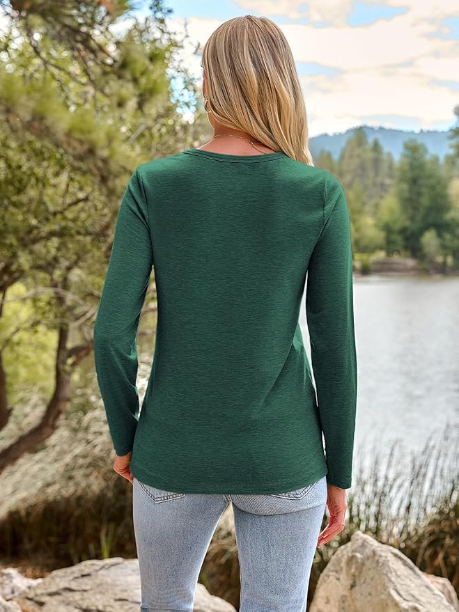 AUTOMET Women‘s Basic Long Sleeve Crewneck, Plus Size Winter & Spring Top, Casual Fall Tee for Teacher & Everyday Outfits
