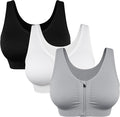 Women's Zip Front Sports Bra Wireless Post-Surgery Bra Active Yoga Sports Bras
