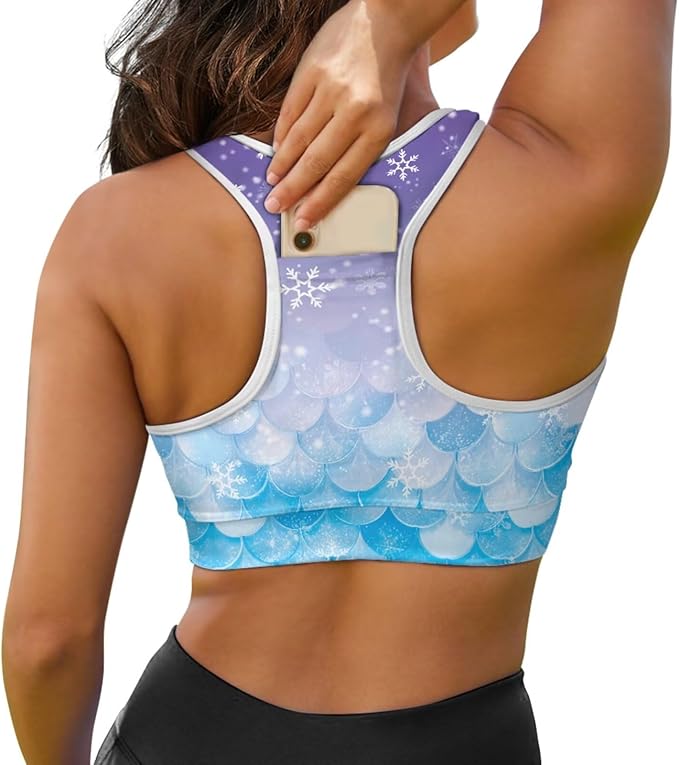 4 Piece Gym Sets Women Racerback Sports Bra with Back Pocket, Matching Flare Yoga Pants And Sweatband