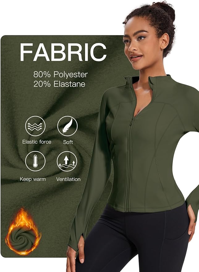 VUTRU Womens Workout Yoga Jacket Lightweight Zip Up Athletic Jacket Lightweight Cropped Jacekt with Pockets