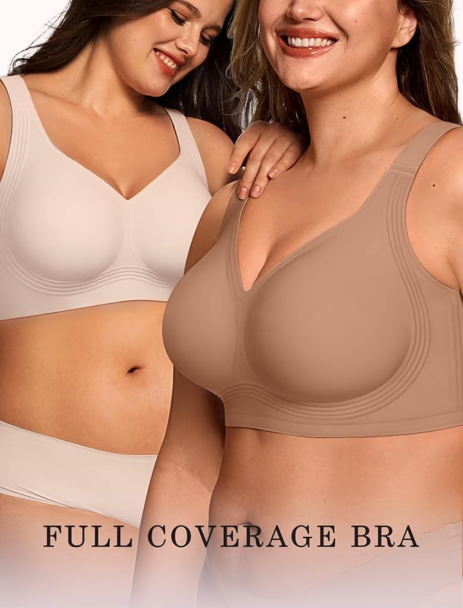 OEAK Womens Wireless Jelly Bra Plus Size Supportive Seamless Bras Full Coverage Push Up Comfortable No Underwire Tshirt Bras