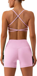 ABOCIW Workout Sets for Women 2 Piece Twist Front Halter Sports Bras High Waist Biker Shorts Exercise Gym Yoga Outfit