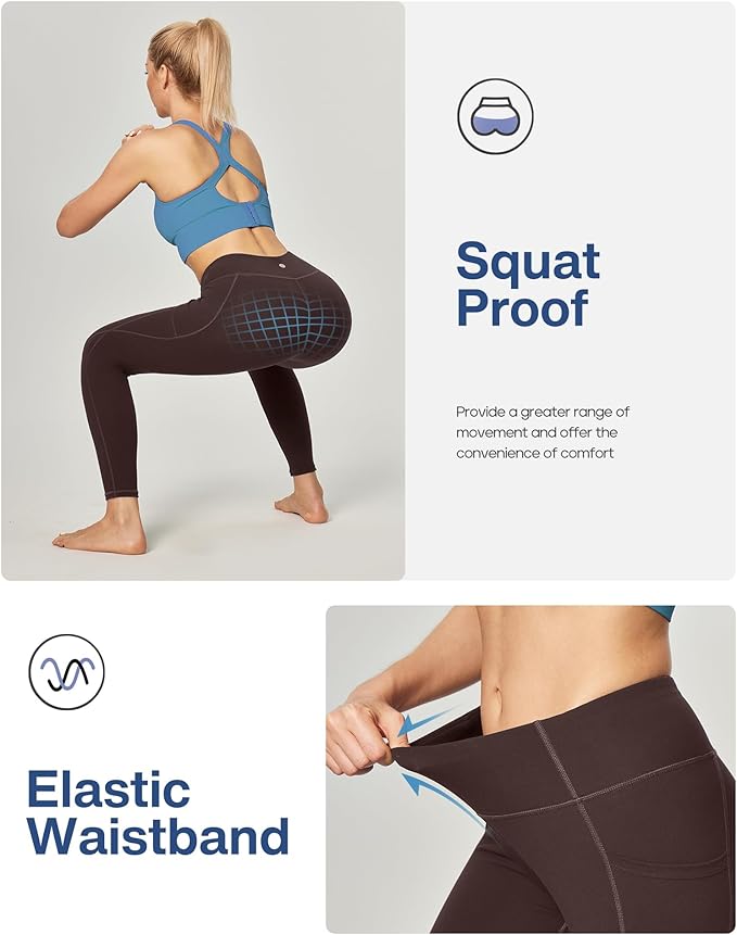 Heathyoga Leggings with Pockets for Women Tummy Control High Waisted Yoga Pants Women Compression Workout Leggings