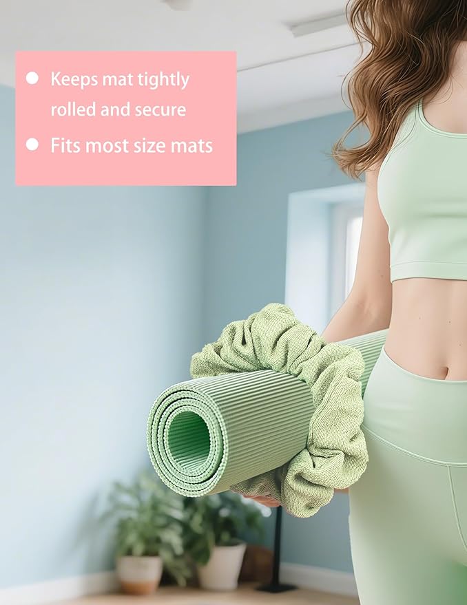 Yoga Mat Scrunchie - Yoga Mat Strap Band - Fits All Standard Yoga Mats (Not Suitable for Overly Thick Mats)