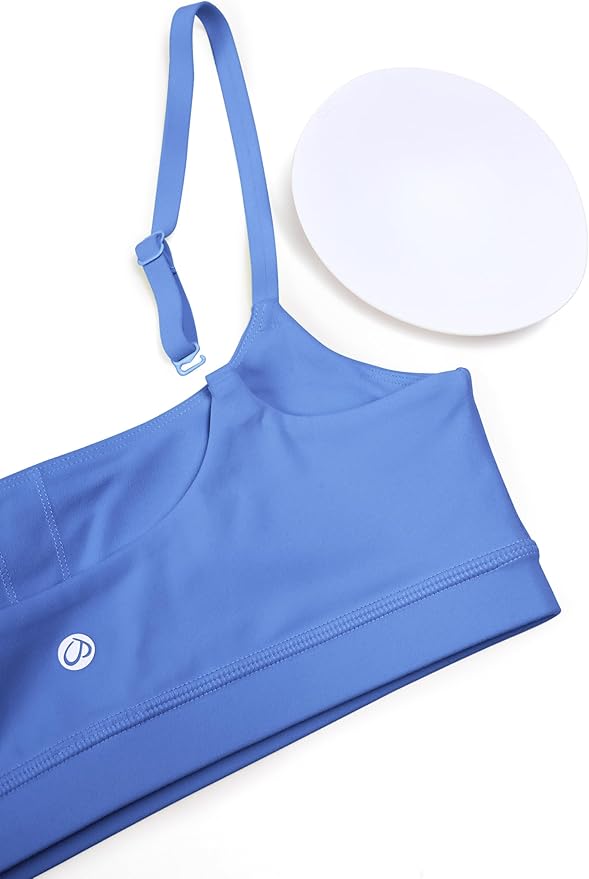 CRZ YOGA Butterluxe Adjustable Spaghetti Strap Sports Bras for Women - Scoop Neck Wireless Padded Yoga Workout Crop Top