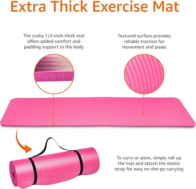 Amazon Basics Extra Thick Exercise Yoga Mat with Carrying Strap