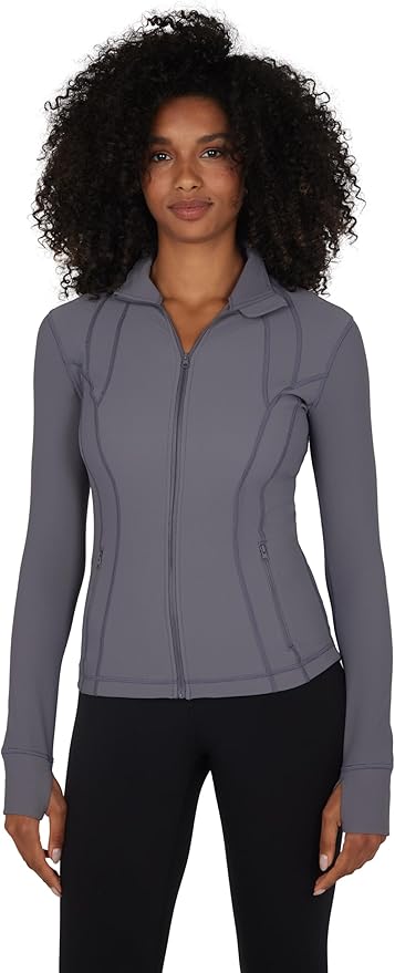 90 Degree By Reflex Full Zip Running Track Jacket Lightweight Athletic Slim Fit Jacket with Thumbholes