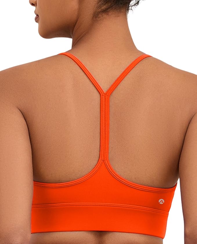 Womens Y-Back Sports Bra, Weightless Padded Yoga Bra, Spaghetti Strap Low Impact Gym Top for Workout & Daily Wear