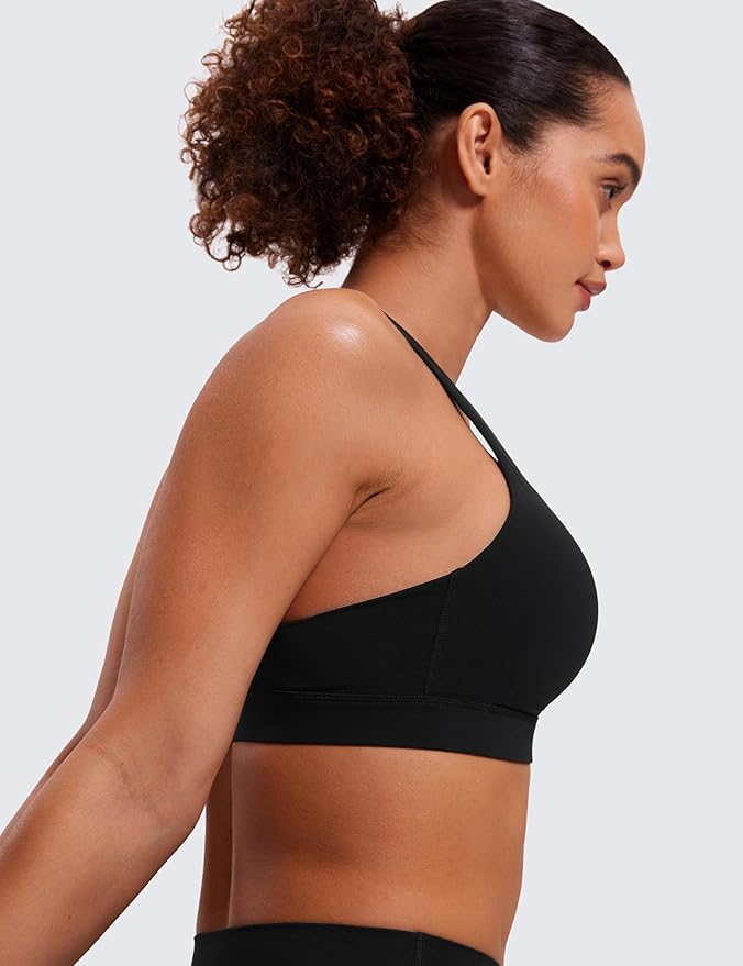 CRZ YOGA Naked Feeling Strappy Padded Sports Bras for Women - Fitness Workout Top Criss Cross Back Yoga Cami