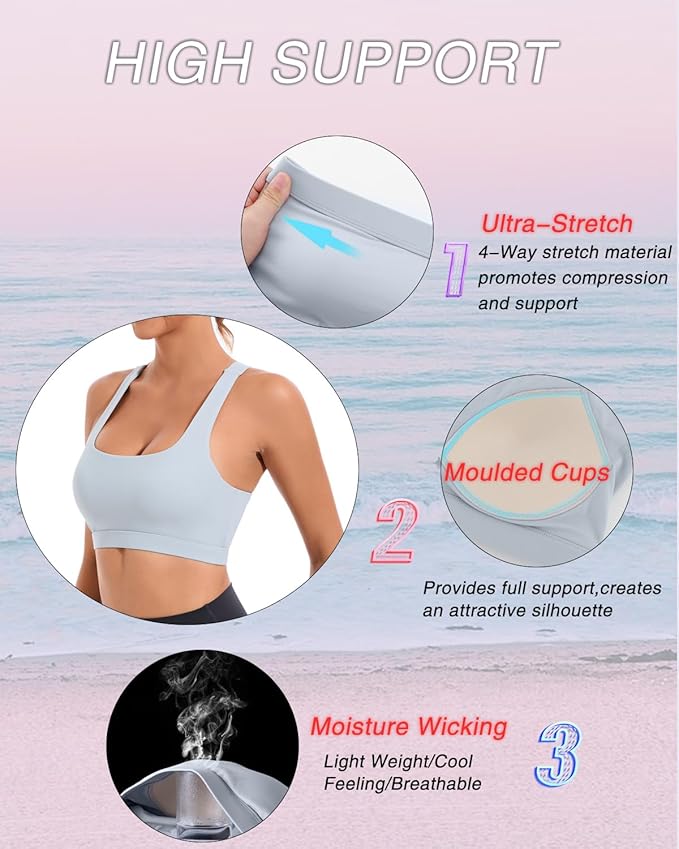 RUNNING GIRL Sports Bras for Women, Molded Cup High Impact Sports Bra Workout Bras for Women High Support Racerback