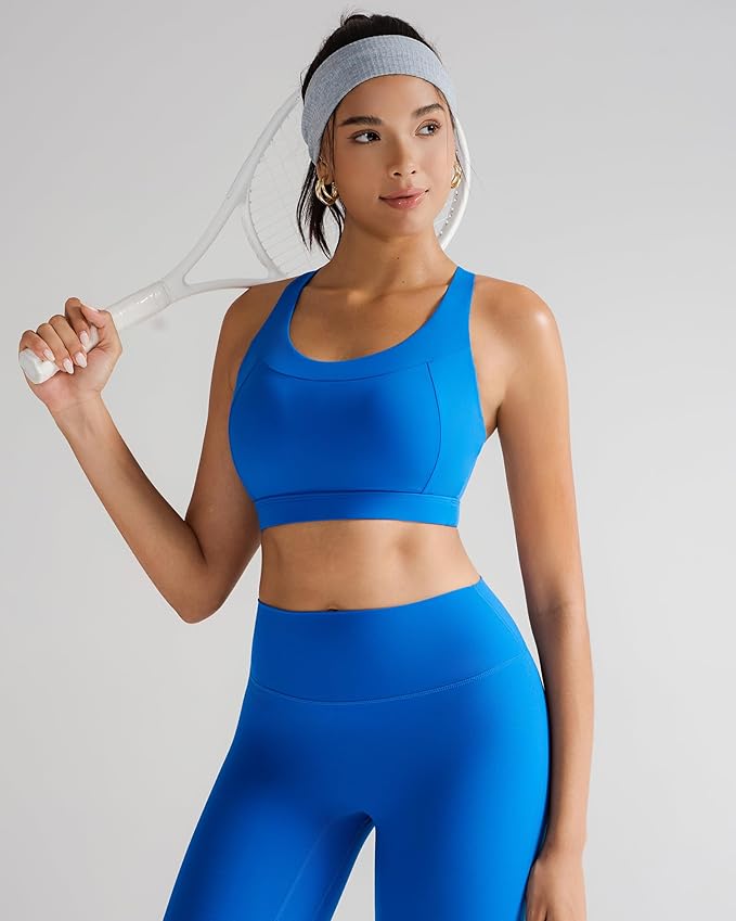 RUNNING GIRL Sports Bra for Women, Molded Cup High Impact Sports Bras for Women with Sewn in Pads