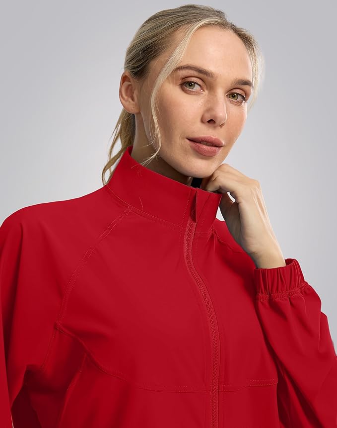 Soothfeel Women's Athletic workout Jacket Lightweight UPF 50+ Long Sleeve Sun Protection Shirts Zip Up Cropped Hiking Tops