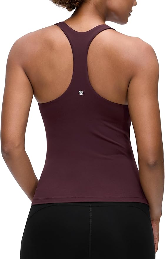 CRZ YOGA Butterluxe Workout Racerback Tank Tops for Women - Padded Athletic Spandex Yoga Shirts with Built in Bra