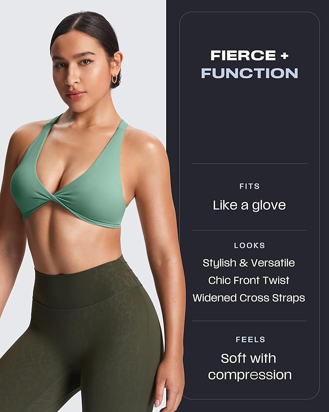 Aoxjox Women's Workout Sports Bras Fitness Satara Low Impact Bra Yoga Crop Tank