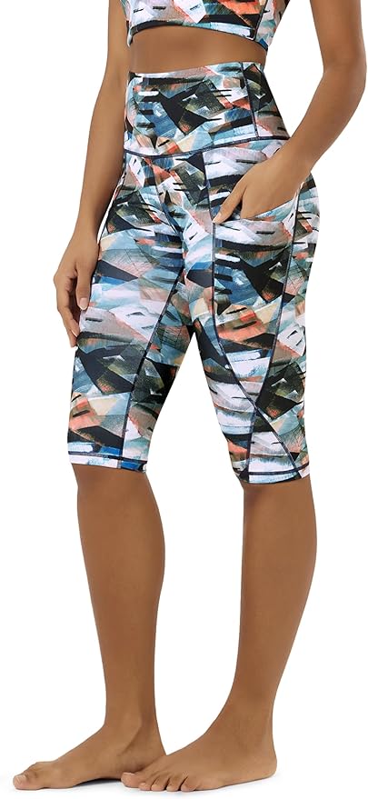 ODODOS Women's High Waisted Yoga Capris with Pockets, Tummy Control Non See Through Workout Athletic Running Capri Leggings