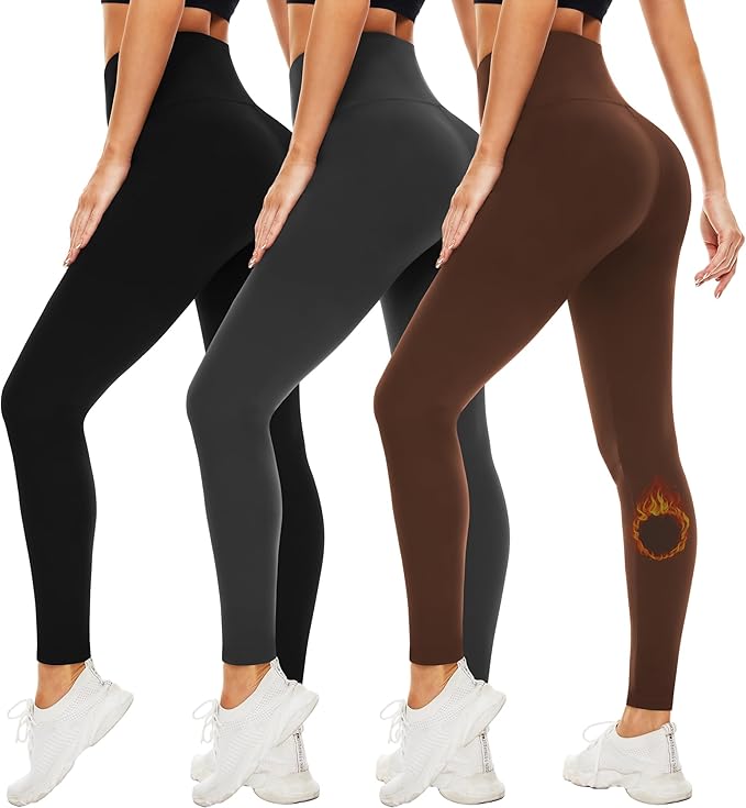 FULLSOFT 3 Pack Leggings for Women High Waisted Soft Black Yoga Pants for Workout Athletic Running Reg & Plus Size