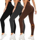 FULLSOFT 3 Pack Leggings for Women High Waisted Soft Black Yoga Pants for Workout Athletic Running Reg & Plus Size