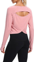 Bestisun Long Sleeve Workout Running Shirts Athletic Yoga Gym Crop Tops for Women