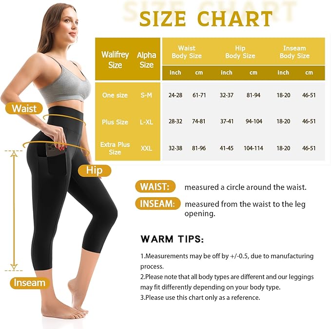 Walifrey Leggings with Pockets for Women, High Waisted Buttery Soft Womens Leggings for Gym Yoga Workout