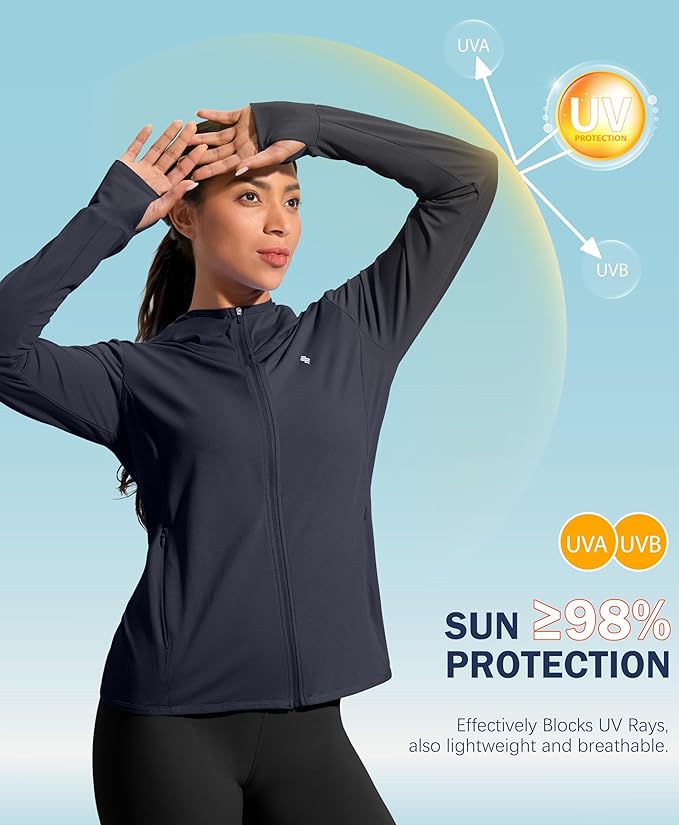 Soothfeel Women's UPF 50+ Sun Protection Hoodie Jacket Lightweight Long Sleeve Sun Shirt for Women with Pocket Hiking Outdoor