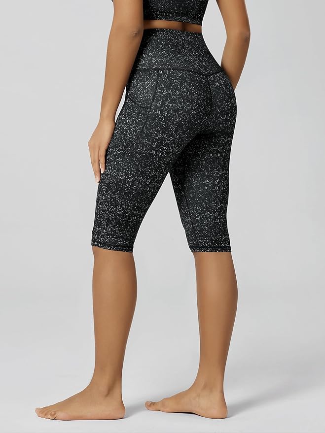 ODODOS Women's High Waisted Yoga Capris with Pockets, Tummy Control Non See Through Workout Athletic Running Capri Leggings