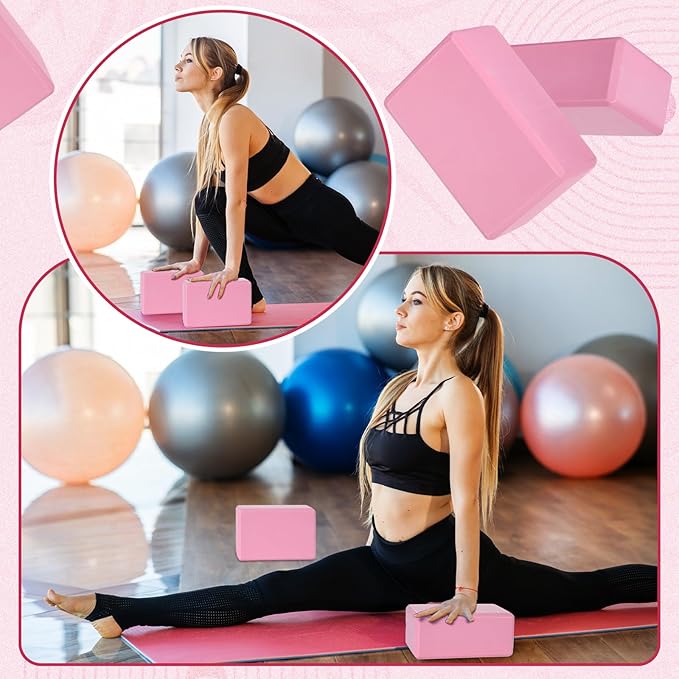 Wettarn 6 Pack Yoga Blocks 9 x 6 x 4 Inch Eva Foam Lightweight Non Slip Yoga Props for Yoga Pilates Stretching Meditation