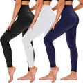 TNNZEET 3 Pack Leggings for Women - Black Tummy Control High Waisted Soft Yoga Pants for Workout Gym Running with Pockets