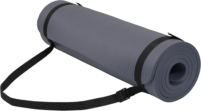 Fitvids Yoga Mat, 1/2-Inch Extra Thick High Density Exercise Mat, Anti-Tear Exercise Yoga Mat with Carrying Strap, Suitable for Various Yoga Exercises