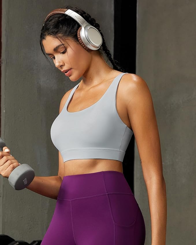 RUNNING GIRL High Impact Sports Bras for Women,Racerback Running Bra Workout Crop Tank Tops Longline Sports Bra Push up